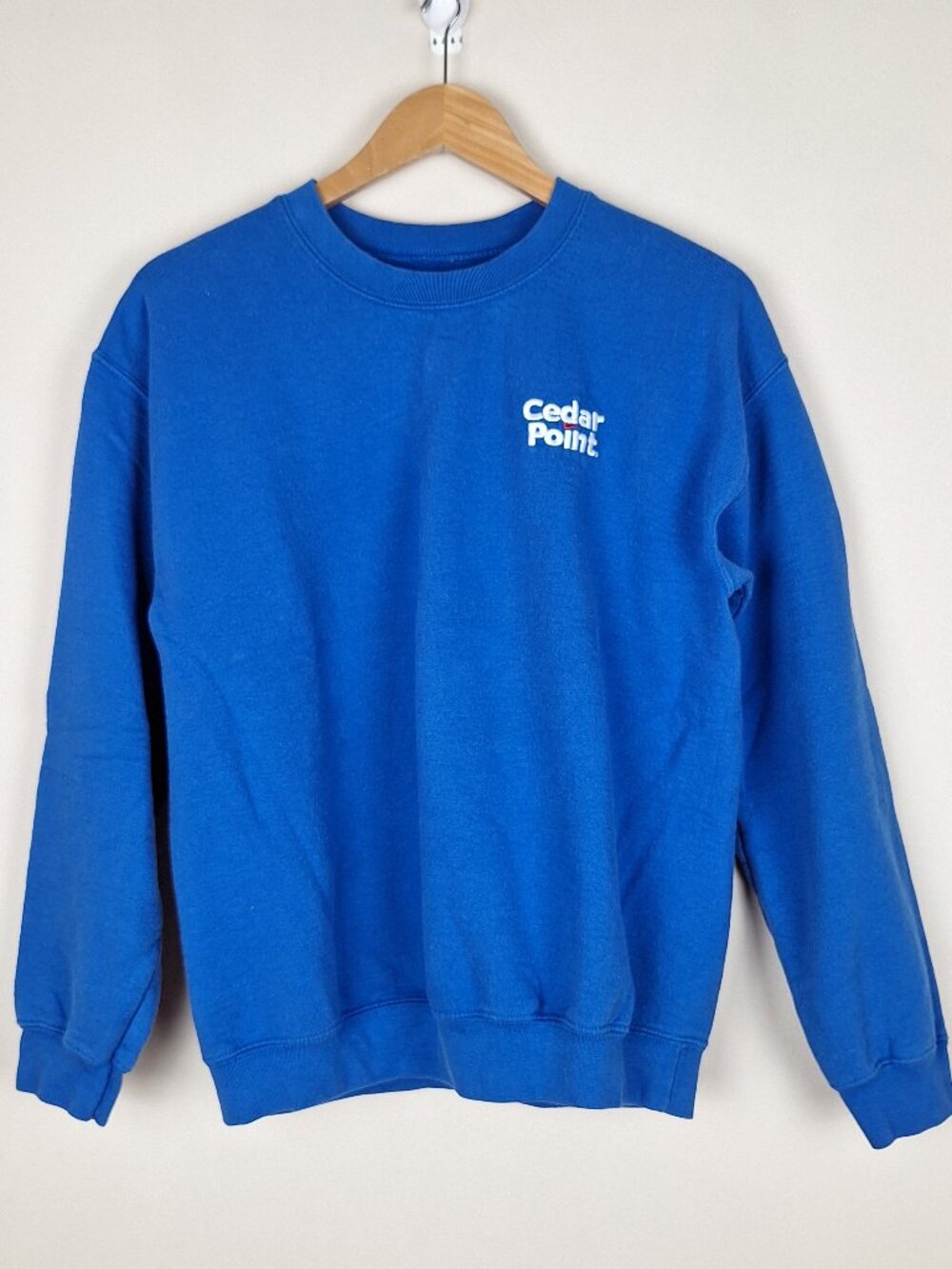 Cedar Point Embroidered Logo Sweatshirt Unisex. Blue Roller Coaster Fun Park